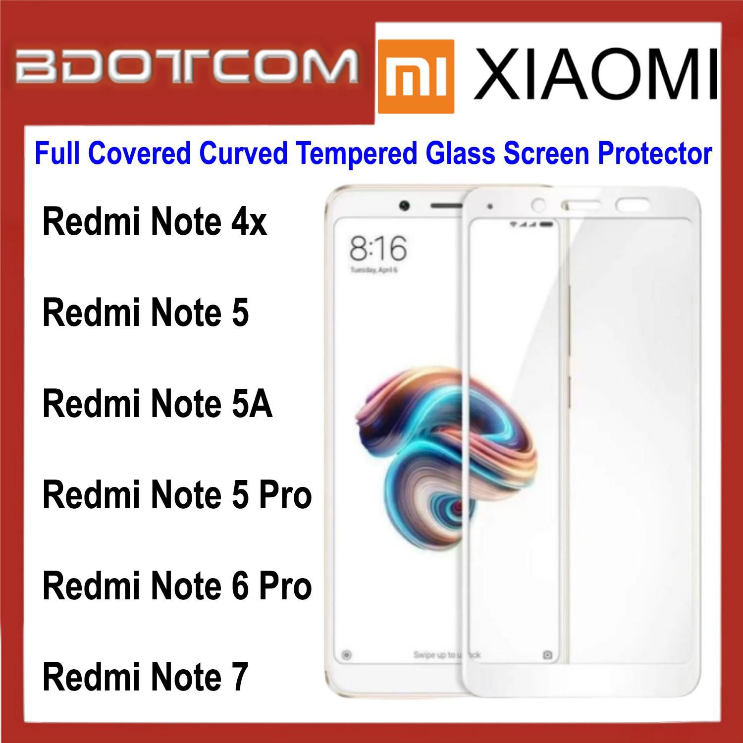 Bdotcom Full Covered Curved Tempered Glass Screen Protector for Xiaomi Redmi Note 4X  (White)