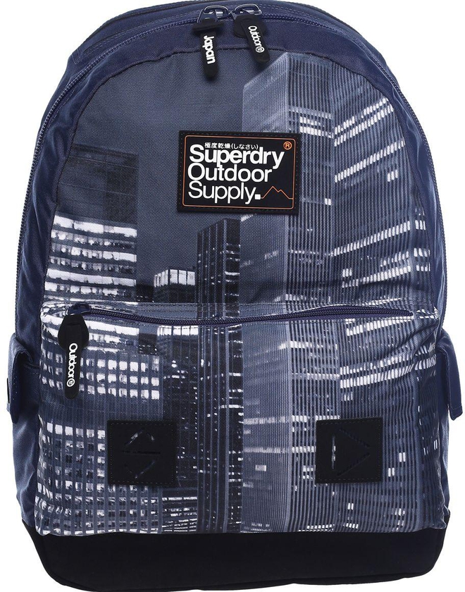 Superdry U91LK000-24S City Scape Rucksack Fashion Backpack - Unisex, Navy blue/Grey