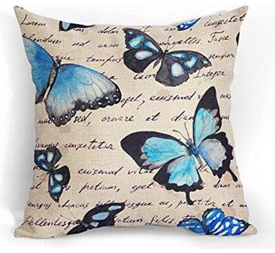 Vintage Butterfly Cushion Cover Soft Cotton Linen Word Pillow Case White Blackground Combination مختلط متعدد الألوان 40x40سم