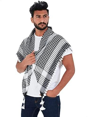 Scarf Collections Plaid Arabic Shemagh Scarf & Shawl For Unisex, Black/White