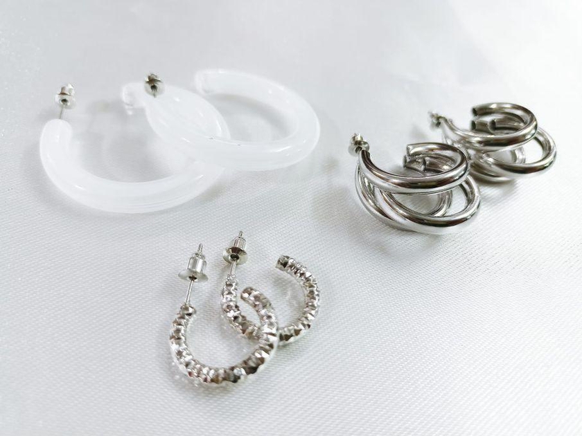 Fashion Jewelry Silver Plated Earring Set For Women-3 Different Shapes