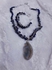 RA accessories Women Set Of Bracelet & Necklace Of Dark Blue Break Stone With Agate Pendant