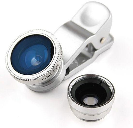 LQ-001 Universal Clip-On Wide Angle Lens Macro Lens - Silver