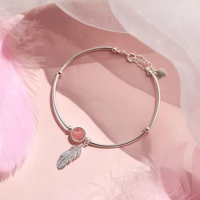 Heart Natural Strawberry Crystal Pink Bracelet