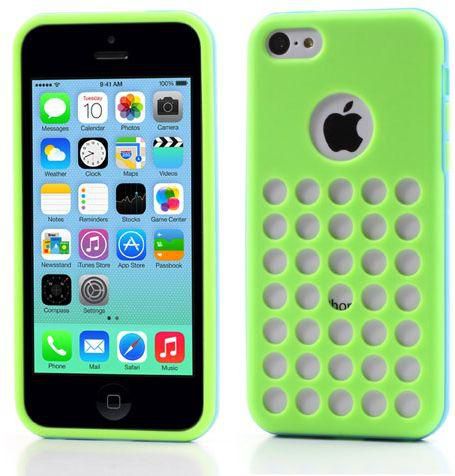 Hollow Dots PC Frame   TPU Back Hybrid Cover for iPhone 5c - Blue / Green