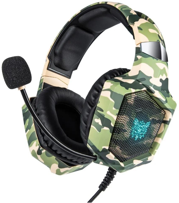 Headset Camouflage casque Wired PC Gamer Stereo Gaming Headphones with Microphone LED Lights for XBox One/Laptop