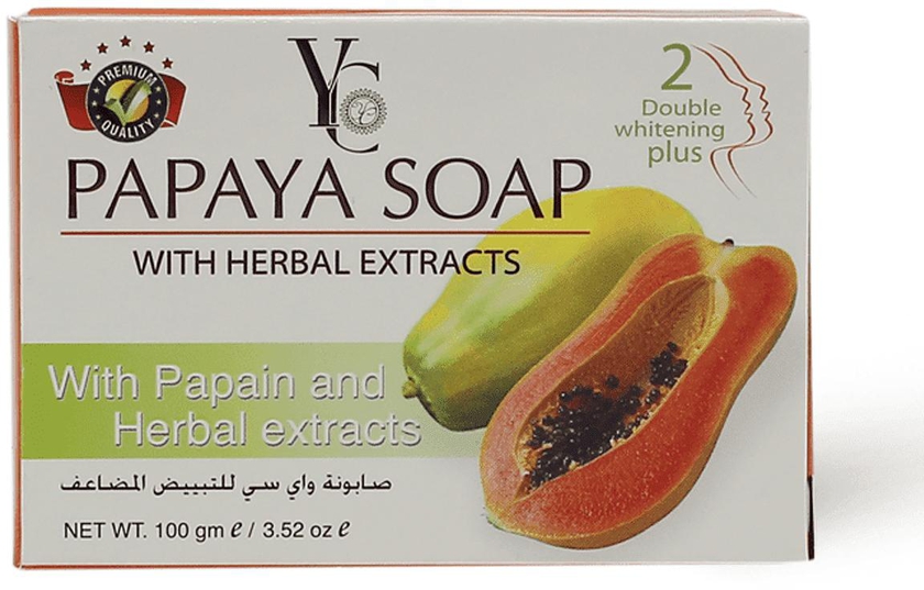 Yc Herbal Soap Papaya Double Whitening Plus - 100 Gm