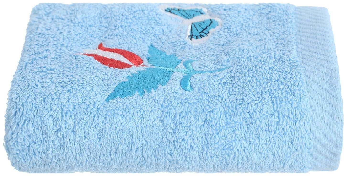 Get Nice Home Embroidered Cotton Towel, 30×50 cm, 100 gm - Light Blue with best offers | Raneen.com