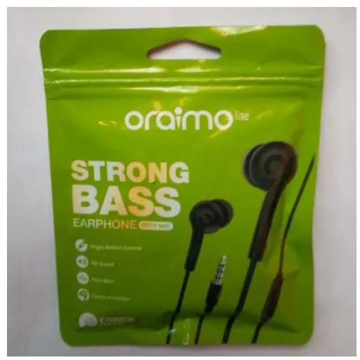 Oraimo Pure Bass Stereo Earphones/Free Rubber Buds