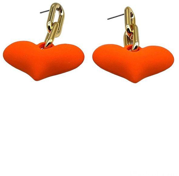 fluffy women accessories Heart Earring Of Fluffy Women's Accessories-Orange