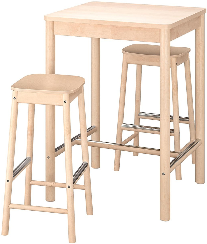 RÖNNINGE / RÖNNINGE طاولة مرتفعة و 2 مقعد مرتفع - بتولا/بتولا