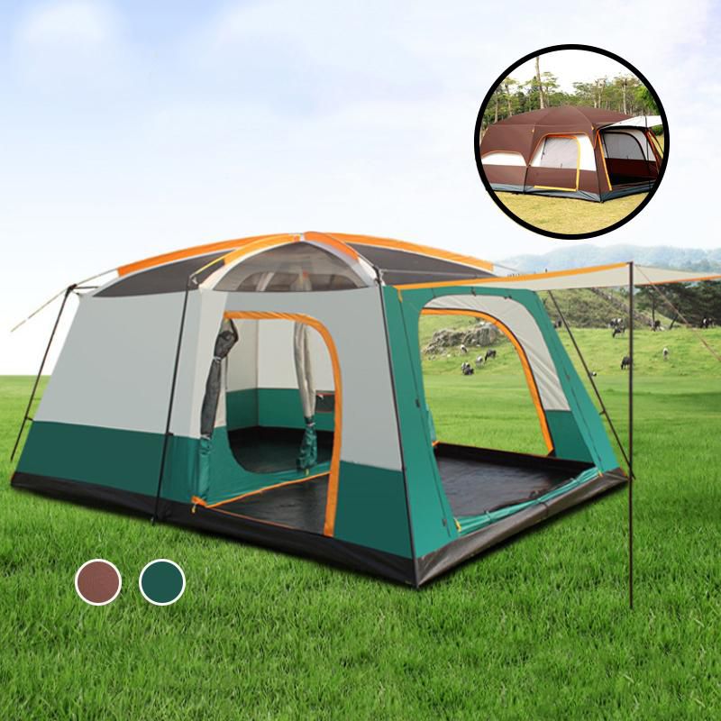 GTE 8-12 Person Large Camping Tent with 2 Bedroom Compartment (2 Colors)