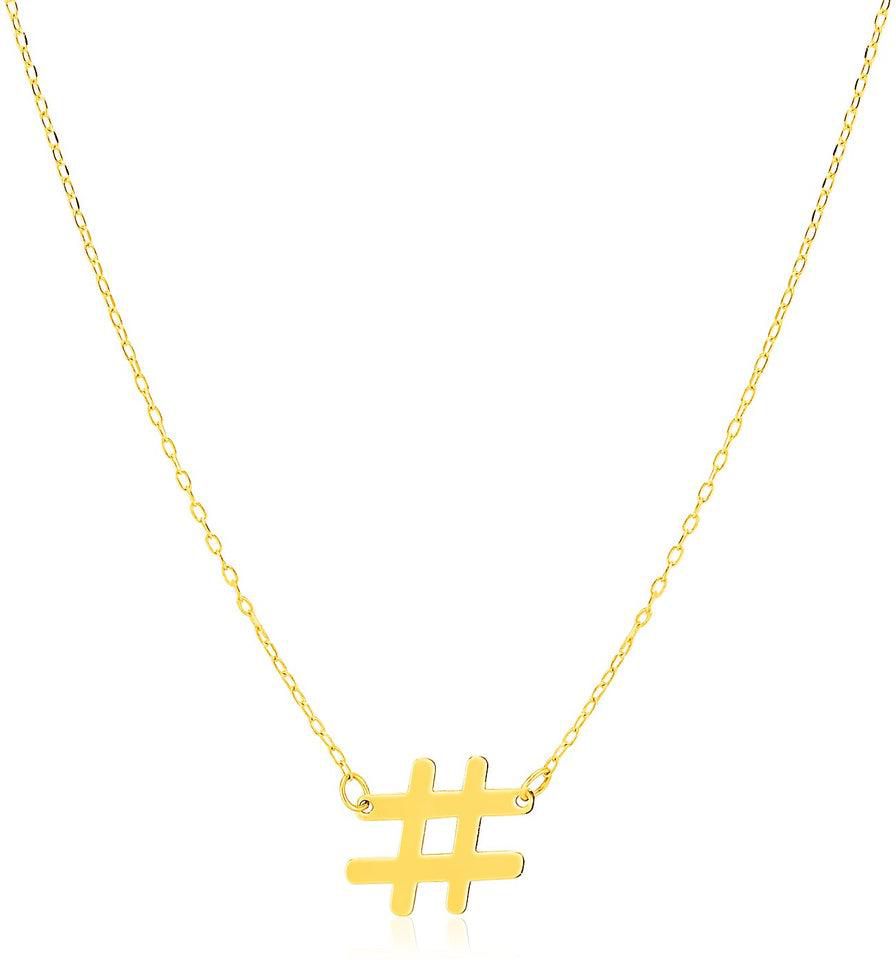 14K Yellow Gold Hashtag Necklacerx32664-18-rx32664-18