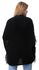 Chunky Knit Buttoned Poncho With Pockets - Black