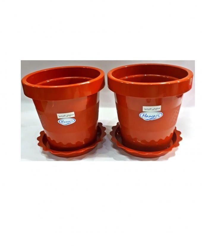 Plastic Decorative Plant Pot - 15x13 Cm - Set Of 2