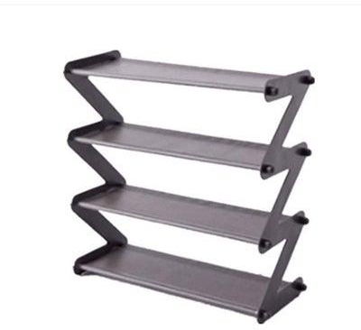 Shelf Z Shape Shoe Rack Shoe Tower Organizer Cabinet Entryway Stackable Storage Shelf Unit With 4Tier Durable Stainless Steel M Gray