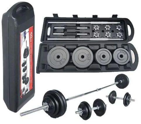 50kg Dumbells With Barbellhis 50 kg weight set with barbell and portable briefcase and free Ez Curl bar comprises of✔️ 0.5kg*6pcs, ✔️ 1.25kg*6pcs, ✔️ 2.5kg*4pcs ✔️ 