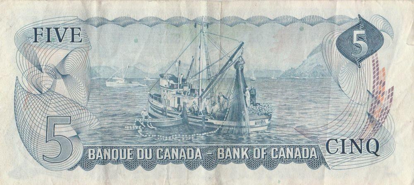 خمسة دولار كندي  إصدار سنة 1972 ميلادي