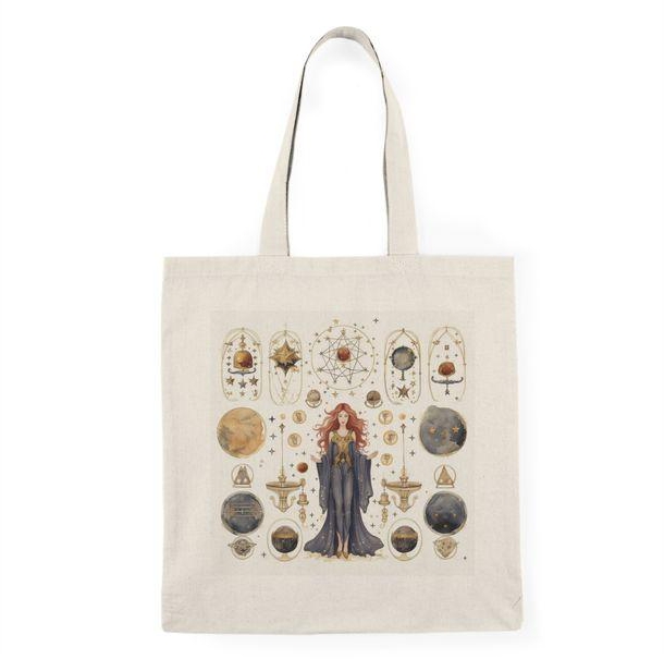 توتي باج - شنطة قماش دك ثقيل Tarot Drawings Spiritual Boho Witch Tote Bag