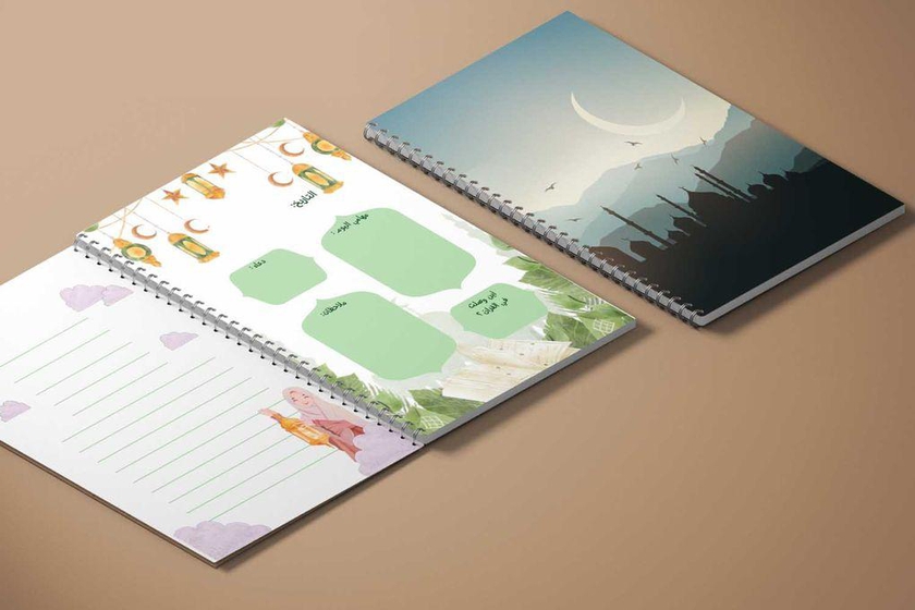دفتر مذكرات رمضان للتذكير اليومي وللقيام بمهام القائمة 60 صفحة