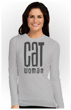 Printed Cat Woman T-Shirt Grey