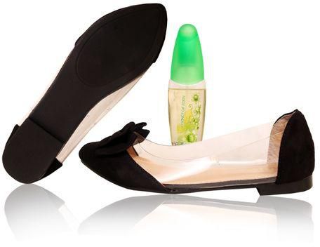 Fancy Transparent Bow Detail Ladies Flat Shoes - Black