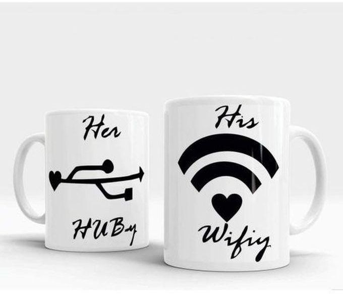 Cashmeera Printd Mug - Couples Set Of 2 Mugs Her Huby His Wifiy -Ceramic Coffee Cup