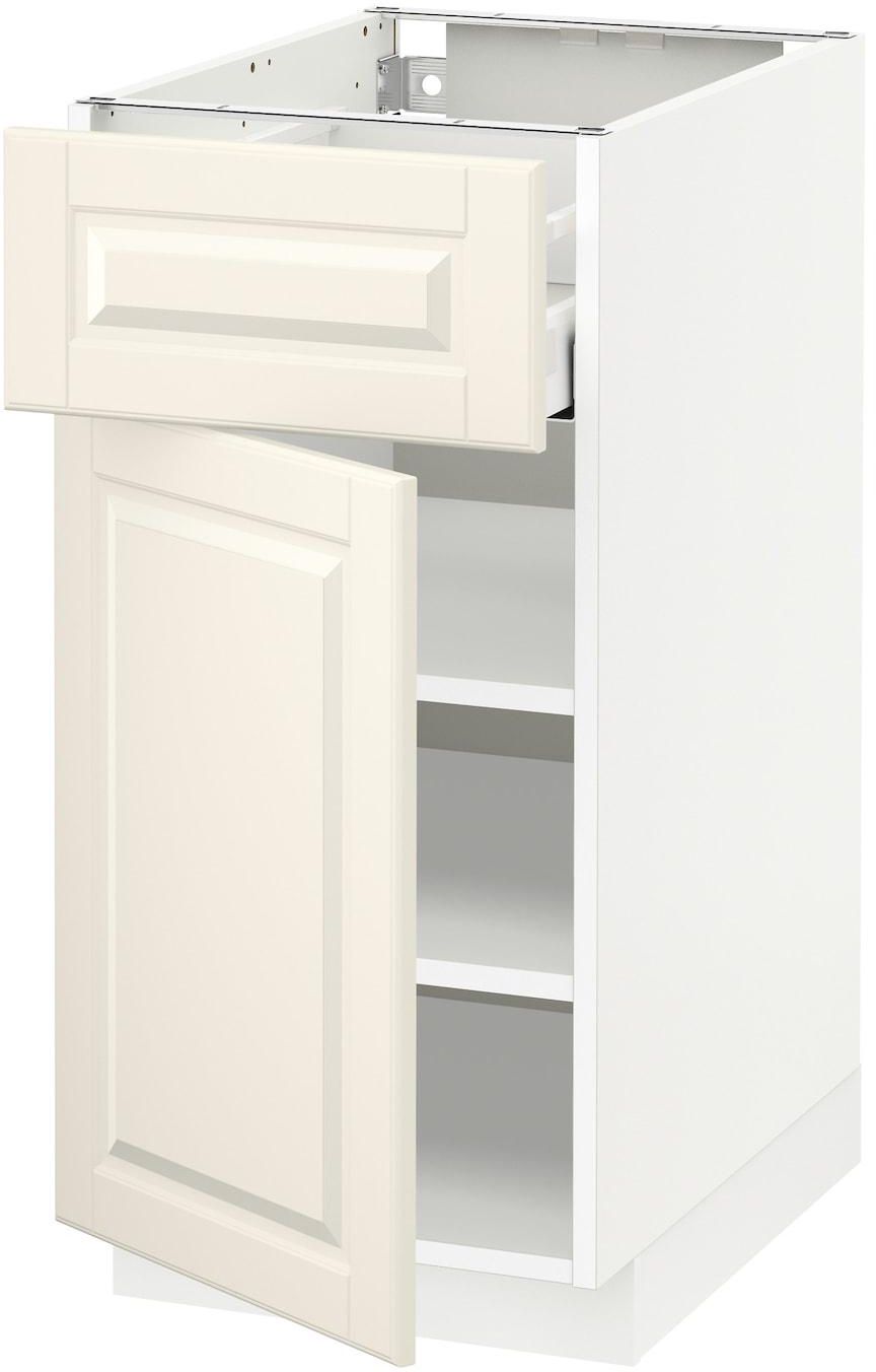 METOD / MAXIMERA خزانة قاعدة مع درج/باب - أبيض/Bodbyn أبيض-عاجي ‎40x60 سم‏