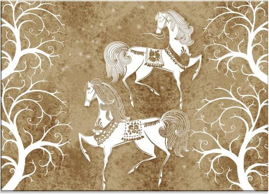 تابلوه بطبعة خيول واشجار من كايرو ايه 3 دي - 95×65 سم