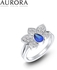 Auroses Orchid Ring 925 Sterling Silver 18K White Gold Plated