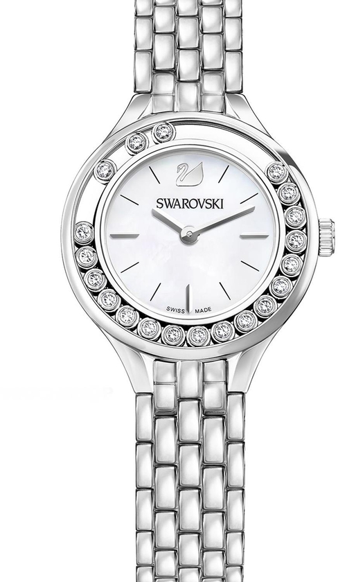 Swarovski Women's Lovely Crystals Mini White Mother-Of-Pearl Dial Silver Tone Bracelet Watch