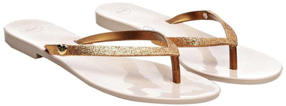 Mel by Melissa 32087-51800 Honey II Glitter Thong Style Flip Flops for Women - 37 EU, Gold