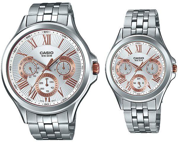 Casio Watch Set For Unisex Analog Stainless Steel - MTP-E308D-7A - LTP-E308D-7A