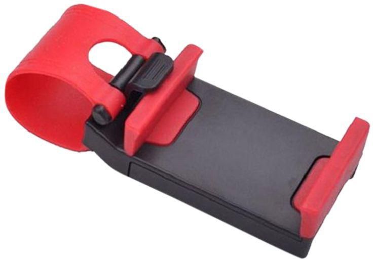 Generic - Car Steering Wheel Mount Holder Rubber Holder For iPhone iPod Mp4 Gps Mobile Phone Holders Black/Red