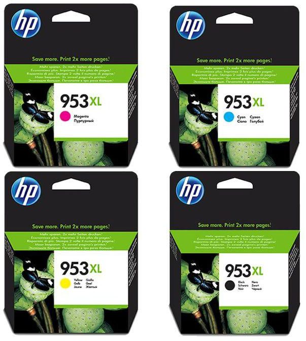 HP 953 XL Black + 953 XL Tri Color Ink Cartridge Set - 4 Pcs