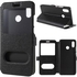 For Huawei P20 Lite / Nova 3e - Silk Texture Dual View Window Leather Stand Cover - Black