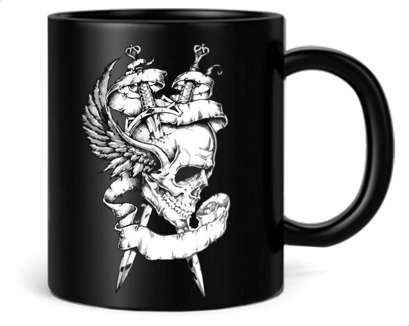 Skull Ceramic Mug - Black/White magic mug
