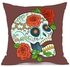 Retro Halloween Skull Printed Cushion Cover Brown/Blue/Green 45x45cm