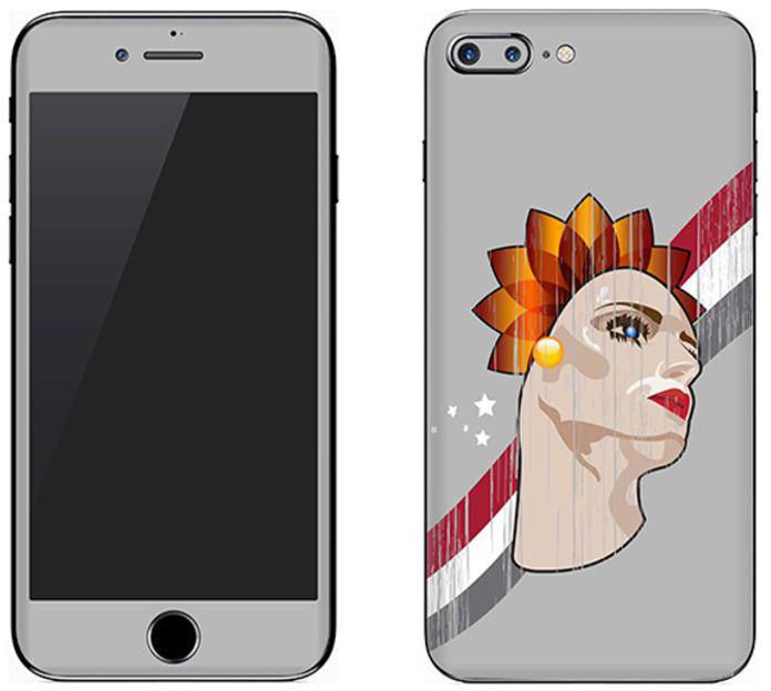 Vinyl Skin Decal For Apple iPhone 8 Plus Lady Liberty (Grey)