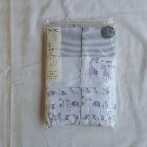 George 3-in-1 Baby Sleepsuits - (Animals Design)