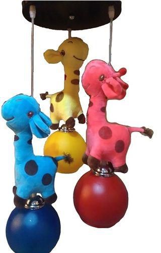 Lighting Colored Giraffes Triple Pendant Light For Kids Room