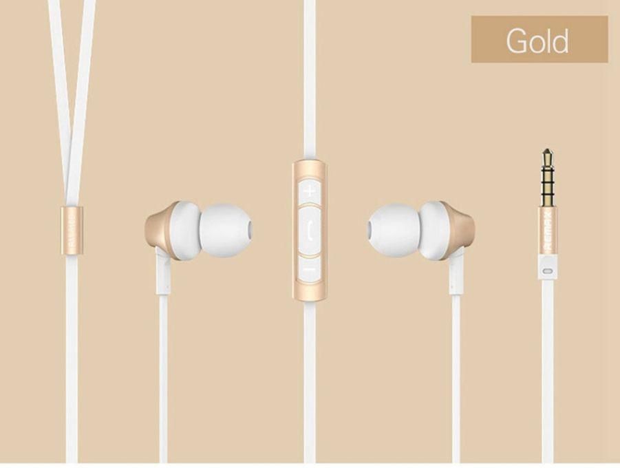 Remax Remax Rm-610D 3.5mm Plug Earphone In-Line Control Stereo Headsets In Ear Earphone HiFi Headset With Microphone For Phone (Gold) WANKAI