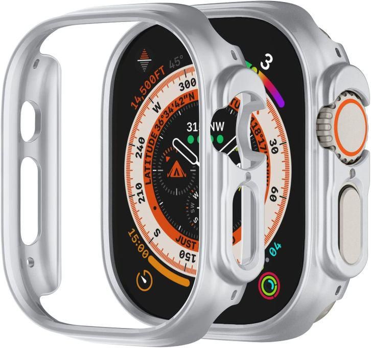 جراب حماية سليكون لحماية هيكل الساعة ولا يغطي الشاشة لابل ووتش الترا 49 مم - فضي Apple Watch Ultra 49mm