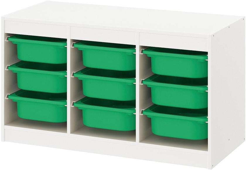 TROFAST Storage combination with boxes - white/green 99x44x56 cm