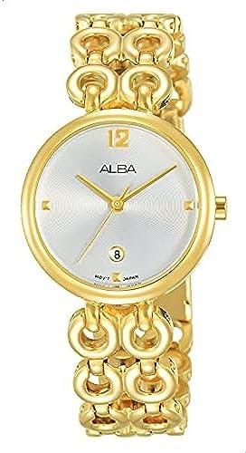 Alba AH7Q50X1 Analog Stainless Steel Dress Watch for Women - Yellow Gold
