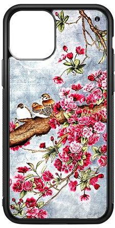 Protective Case Cover For Apple iPhone 11 Pro Max Birds (Black Bumper)