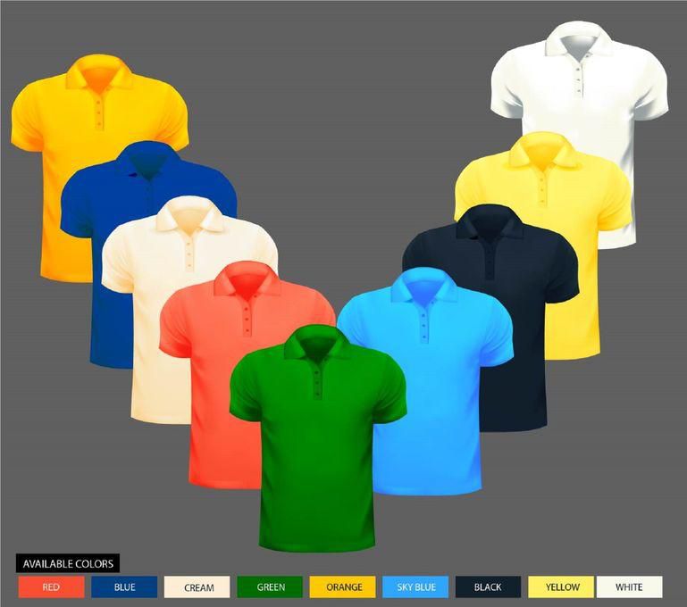 Fashion 4pcs Men's Cotton Color Collar Polo Shirt - Multicoloured