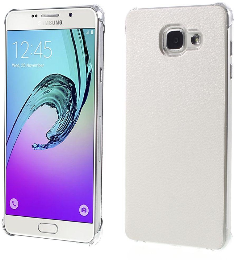 Samsung Galaxy A7 SM-A710F (2016) - Litchi Skin Leather Coated Hard Case – White