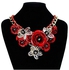 Generic Women Mixed Style Chain Crystal Colorful Flower Luxury Weave Necklace Red