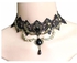 Neworldline Woman Black Lace Gemstone Collar Choker Pendant Necklace Fashion Jewelry